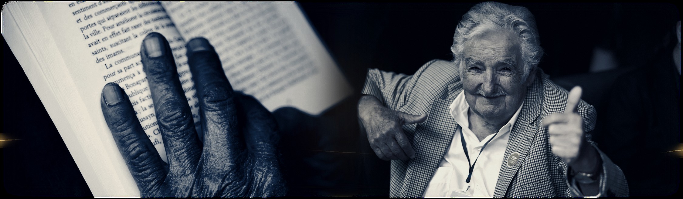 Composite: a representative older reader and José Mujica.